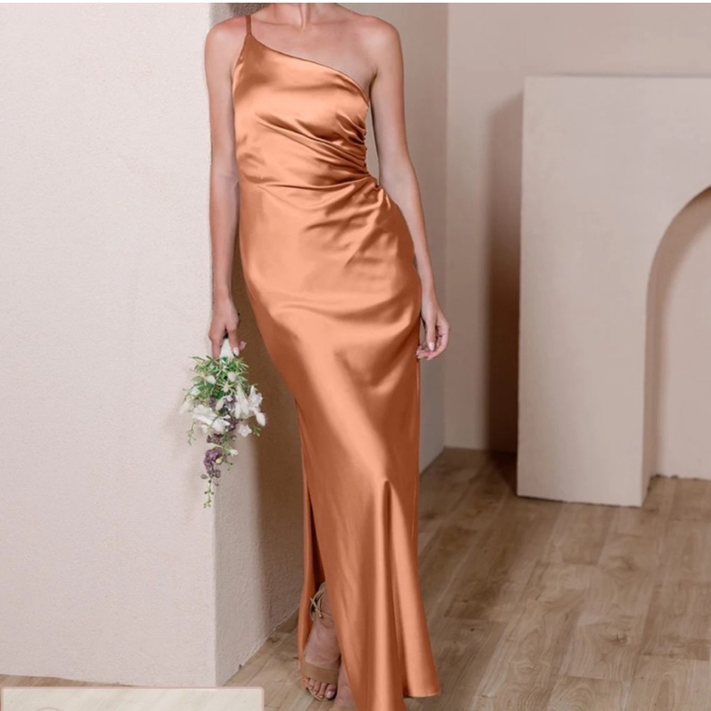 Revelry bridesmaid dress jade satin dress copper 725 - size 8
